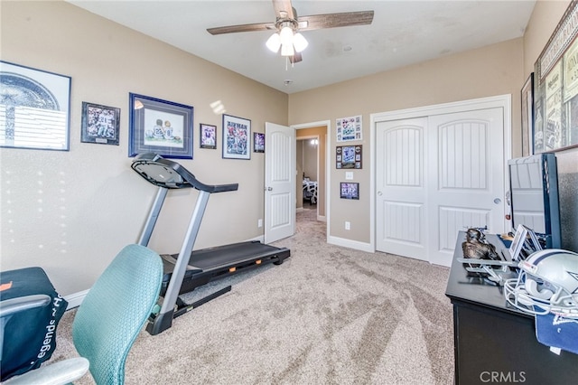 14655 Spanish Bay Way, Chowchilla, CA 93610 - exercise area with a ceiling fan and carpet