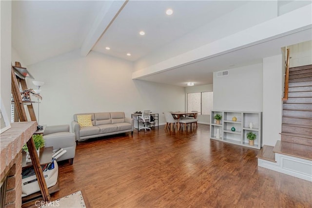 9724 Walker Ct Unit 18, Cypress, CA 90630 - living area with stairway, wood finished floors, and recessed lighting