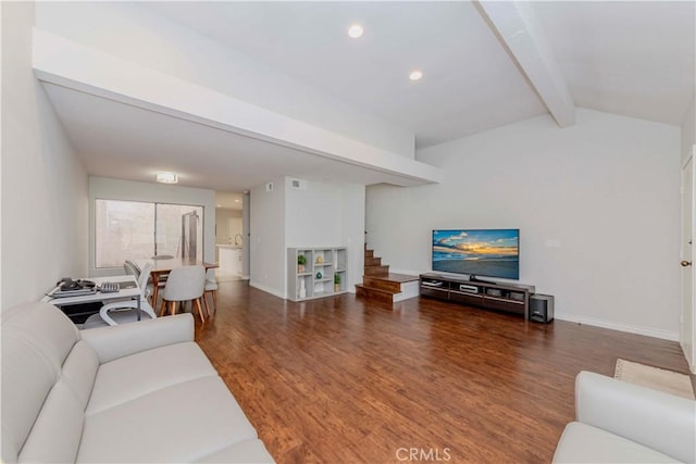 9724 Walker Ct Unit 18, Cypress, CA 90630 - living area with stairway, wood finished floors, and recessed lighting