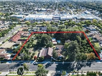 200 E 13th St, Upland, CA 91786 - aerial view of property and surrounding area featuring property boundaries highlighted
