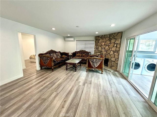 125 Campanita Ct, Monterey Park, CA 91754 - living room with separate washer and dryer, healthy amount of natural light, light wood-type flooring, and recessed lighting