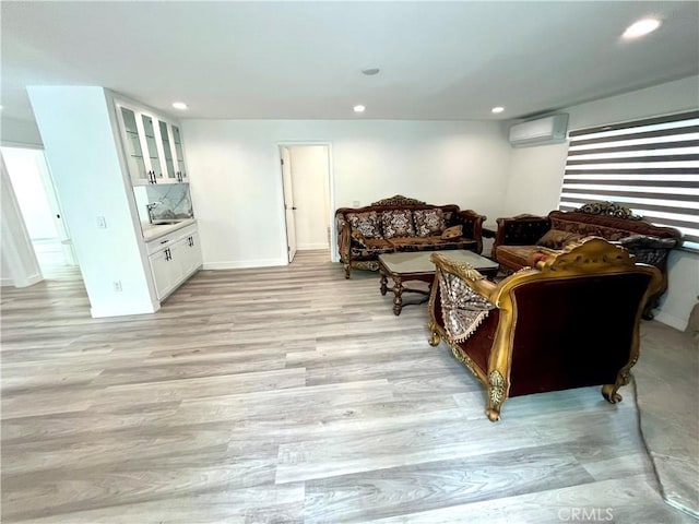 125 Campanita Ct, Monterey Park, CA 91754 - living area with a wall mounted air conditioner, light wood-type flooring, and recessed lighting