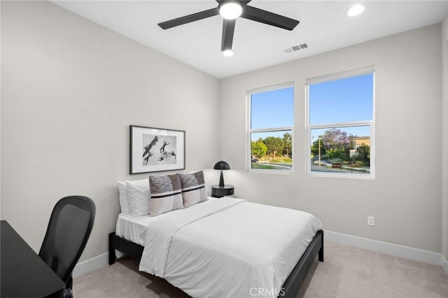 160 Mirth, Irvine, CA 92618 - bedroom with light carpet, ceiling fan, and recessed lighting