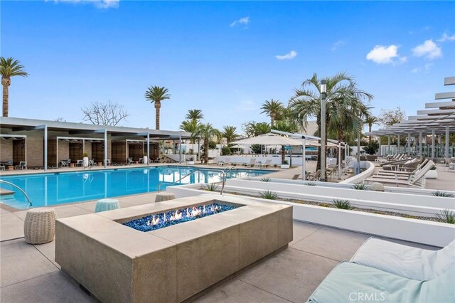 160 Mirth, Irvine, CA 92618 - community pool with an outdoor fire pit and a patio
