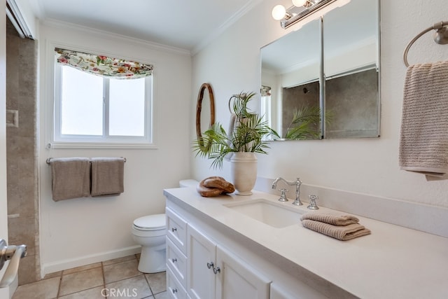 25001 Mackenzie St, Laguna Hills, CA 92653 - bathroom featuring vanity, crown molding, and tile patterned floors