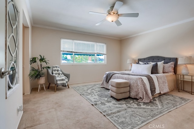 25001 Mackenzie St, Laguna Hills, CA 92653 - bedroom with carpet floors, ornamental molding, and ceiling fan