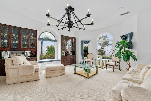43110 Palomino Cir, Temecula, CA 92590 - living area with a chandelier and carpet flooring