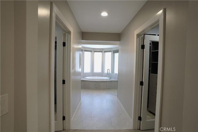 2615 Temple Hills Dr, Laguna Beach, CA 92651 - hall with recessed lighting and light tile patterned flooring