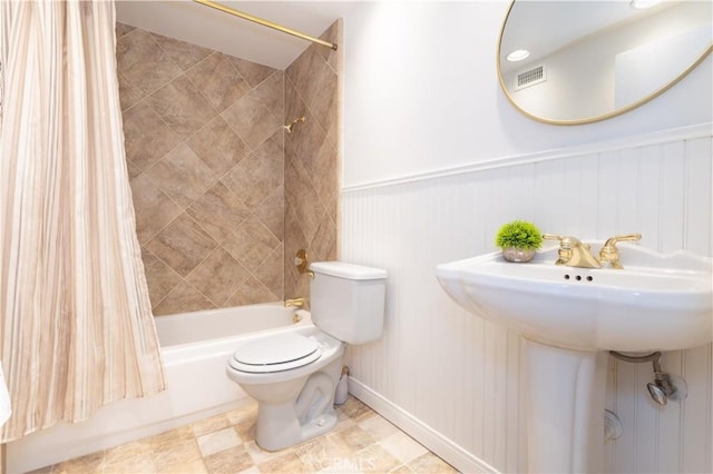 2217 E Brower St, Simi Valley, CA 93065 - bathroom with shower / tub combo and wainscoting