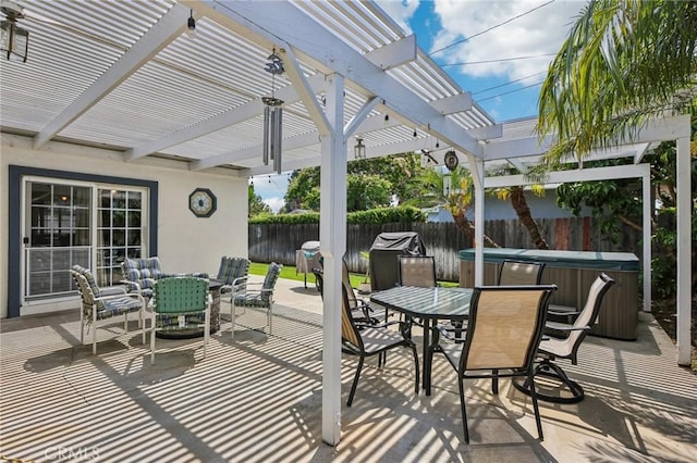 481 S Cedar Dr, Covina, CA 91723 - fenced backyard with a hot tub, a pergola, and a patio