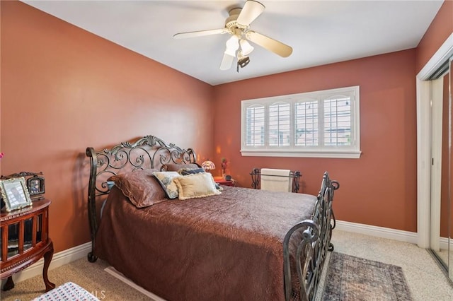 481 S Cedar Dr, Covina, CA 91723 - carpeted bedroom with baseboards and a ceiling fan