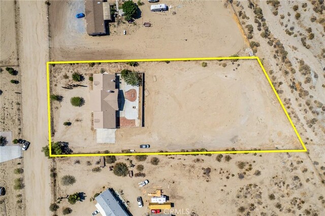13212 Primavera Rd, Pinon Hills, CA 92372 - aerial overview of property's location featuring a desert landscape and property parcel outlined