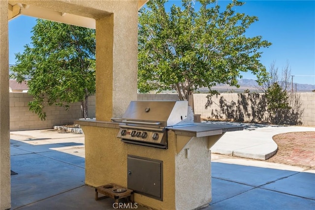 13212 Primavera Rd, Pinon Hills, CA 92372 - fenced backyard featuring exterior kitchen and a patio area