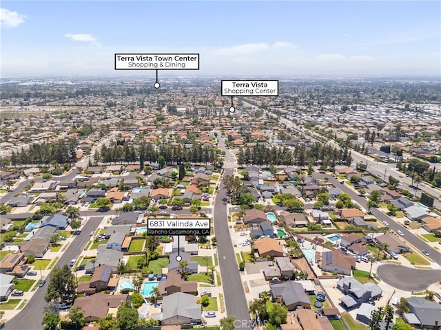 6831 Valinda Ave, Rancho Cucamonga, CA 91701 - aerial overview of property's location featuring nearby suburban area