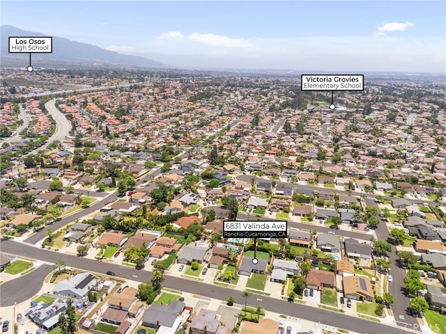 6831 Valinda Ave, Rancho Cucamonga, CA 91701 - aerial overview of property's location featuring nearby suburban area