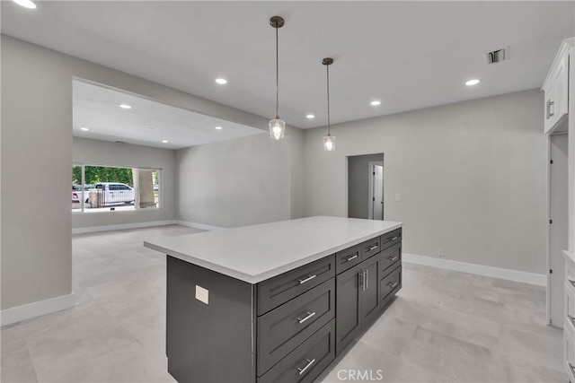 2521 Double Tree Ln, Rowland Heights, CA 91748 - kitchen featuring white cabinets, recessed lighting, light countertops, a center island, and pendant lighting