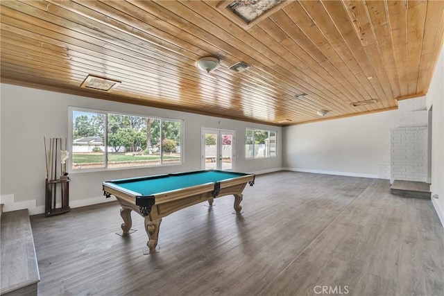 2521 Double Tree Ln, Rowland Heights, CA 91748 - rec room with wooden ceiling, billiards, and wood finished floors
