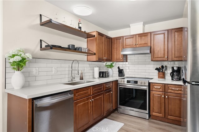 341 Carriage Dr Unit 51-A, Santa Ana, CA 92707 - kitchen with stainless steel appliances, under cabinet range hood, light countertops, and tasteful backsplash