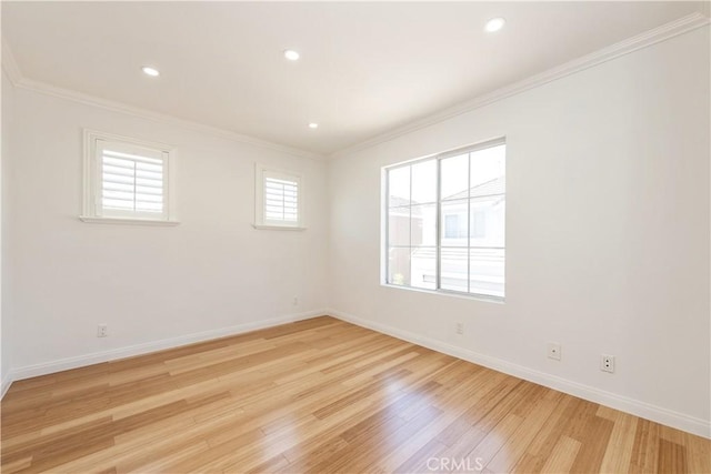 120 Rue Monet, Lake Forest, CA 92610 - unfurnished room with light wood-style floors, ornamental molding, and recessed lighting