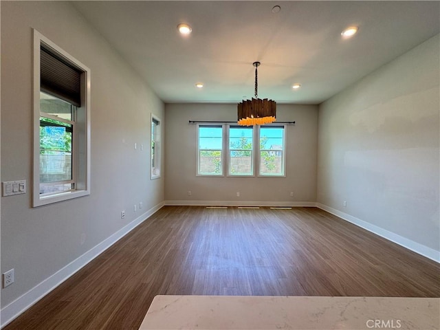 325 Sawbuck, Irvine, CA 92618 - empty room with dark wood-style flooring, a chandelier, and recessed lighting
