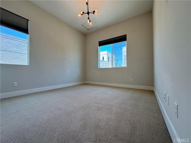 325 Sawbuck, Irvine, CA 92618 - unfurnished room with carpet floors and a chandelier