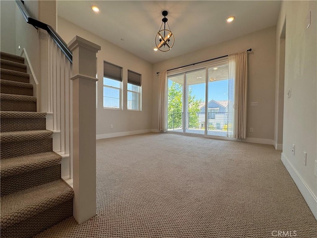 325 Sawbuck, Irvine, CA 92618 - stairway with carpet, recessed lighting, and a chandelier