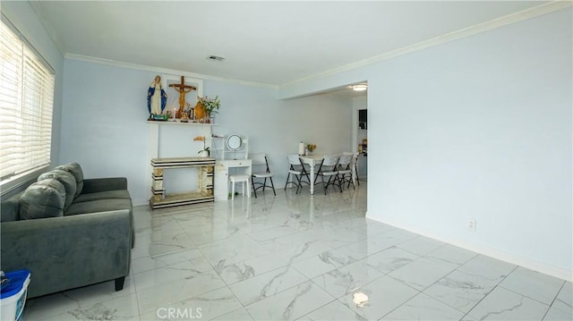2820 S M St, Oxnard, CA 93033 - living area featuring crown molding and marble finish floors