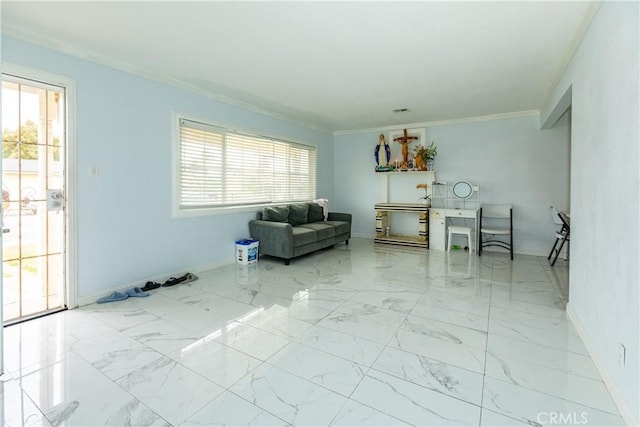 2820 S M St, Oxnard, CA 93033 - living area featuring ornamental molding and marble finish floors