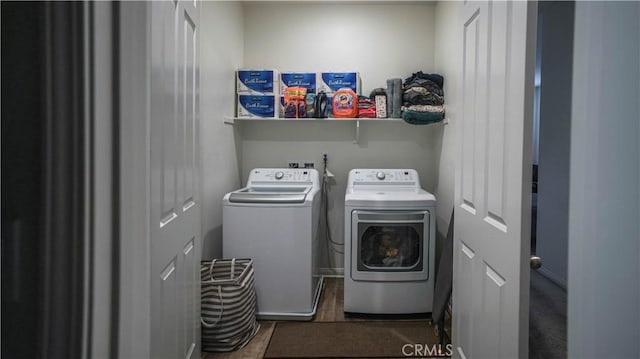 7600 Channel View St, Chino, CA 91708 - laundry area with washing machine and clothes dryer and wood finished floors