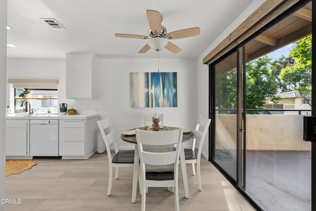 640 Orwell Ln, Ventura, CA 93003 - dining area featuring a ceiling fan and light wood-type flooring
