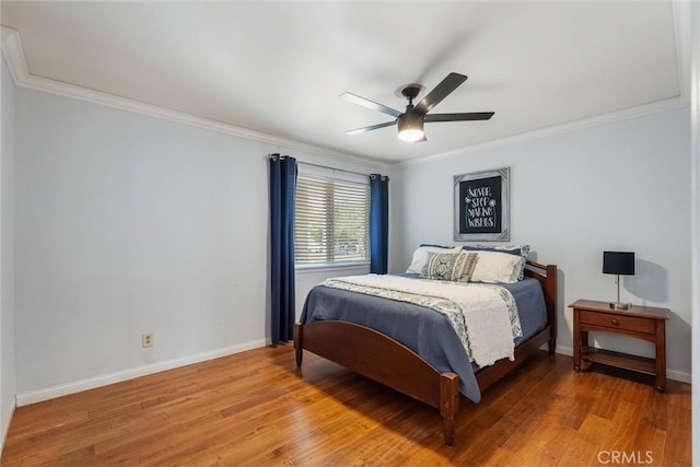1827 Amelia Ave, San Pedro, CA 90731 - bedroom with crown molding, light wood-style floors, and ceiling fan