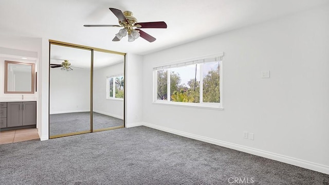 25866 Greenhill, Lake Forest, CA 92630 - unfurnished bedroom featuring light carpet, a closet, a ceiling fan, and ensuite bath