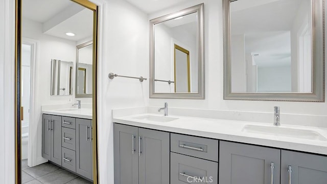 25866 Greenhill, Lake Forest, CA 92630 - bathroom featuring double vanity and tile patterned flooring