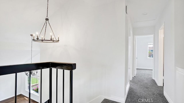 25866 Greenhill, Lake Forest, CA 92630 - corridor with a chandelier and carpet flooring