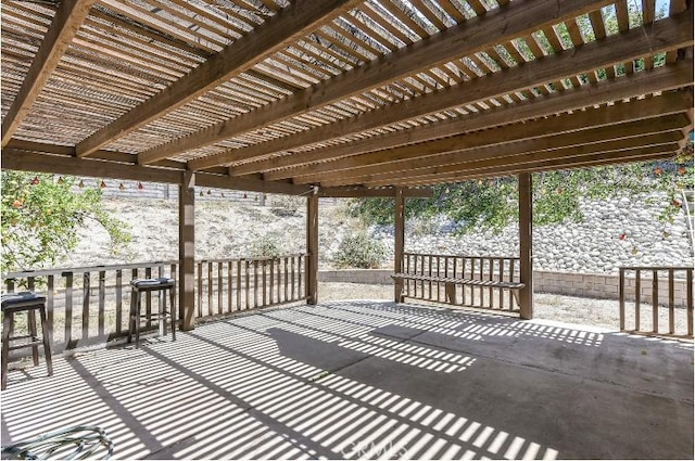 6318 Westview Dr, Riverside, CA 92506 - wooden terrace featuring a pergola and a patio area