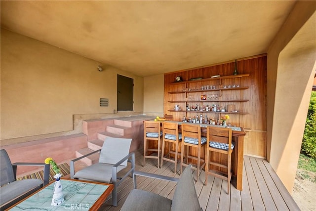 1372 Morningside Dr, Laguna Beach, CA 92651 - indoor dry bar with light wood finished floors and wooden walls