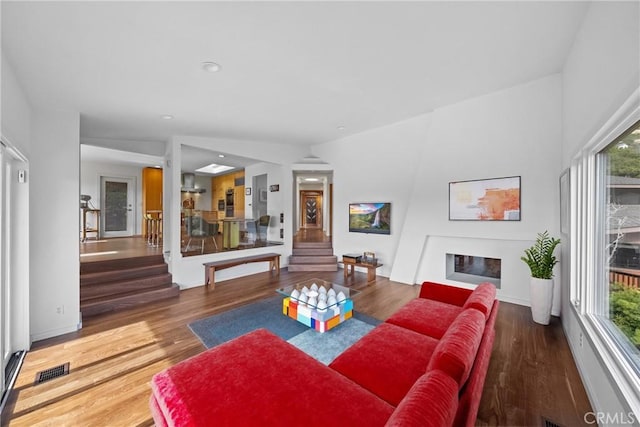 1372 Morningside Dr, Laguna Beach, CA 92651 - living area featuring stairs, plenty of natural light, and wood finished floors