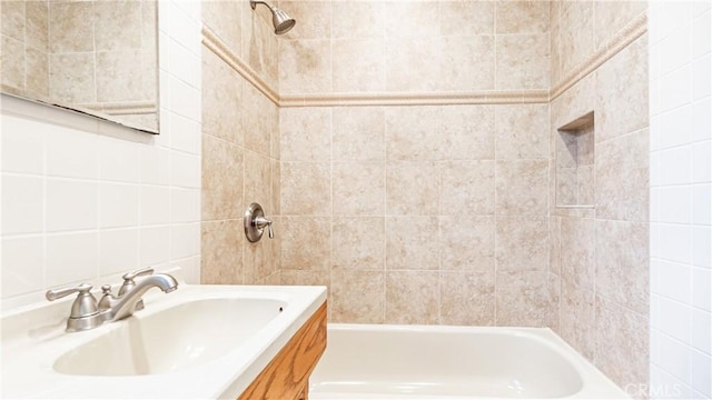 5449 E Fairbrook St, Long Beach, CA 90815 - full bath with tile walls, shower / tub combination, and vanity