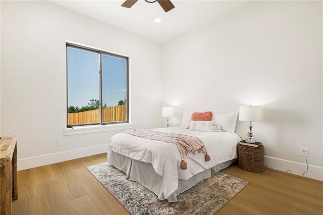 5891 Crestmoor Dr, Paradise, CA 95969 - bedroom with light wood-type flooring, ceiling fan, and recessed lighting
