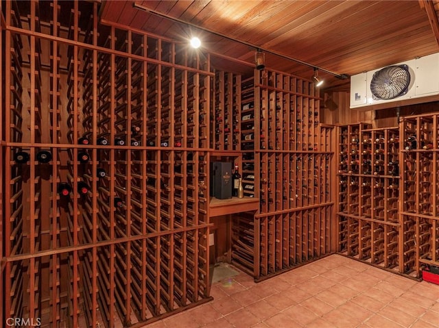 11485 Awenita Ct, Chatsworth, CA 91311 - wine cellar with tile patterned floors and wooden ceiling