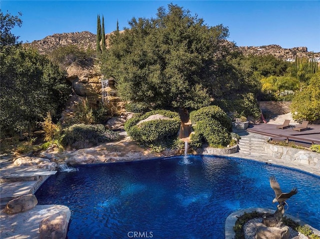 11485 Awenita Ct, Chatsworth, CA 91311 - outdoor pool with a mountain view and a patio area