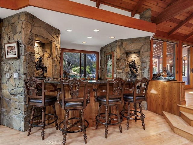 11485 Awenita Ct, Chatsworth, CA 91311 - indoor bar with wood finished floors and recessed lighting