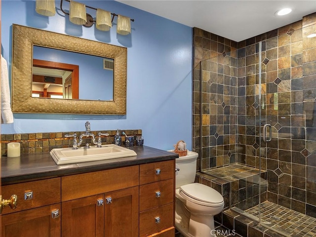 11485 Awenita Ct, Chatsworth, CA 91311 - full bathroom with vanity, a stall shower, and recessed lighting