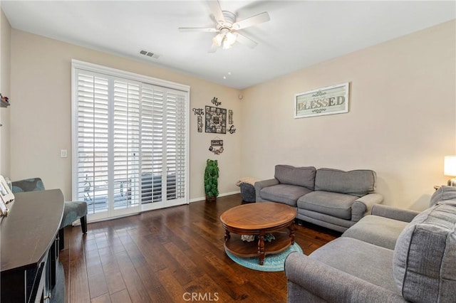 16767 Desert Lily St, Victorville, CA 92394 - living room featuring healthy amount of natural light, ceiling fan, and wood finished floors