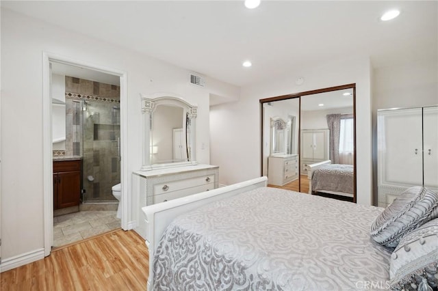 301 W Loraine St Unit 3, Glendale, CA 91202 - bedroom with recessed lighting, light wood-style flooring, and ensuite bathroom