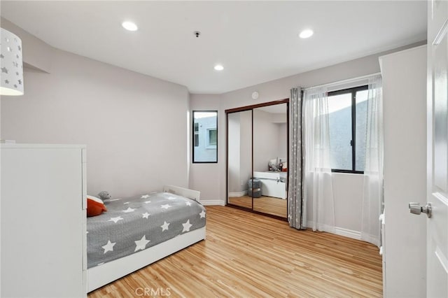301 W Loraine St Unit 3, Glendale, CA 91202 - bedroom with light wood-style flooring, recessed lighting, and a closet