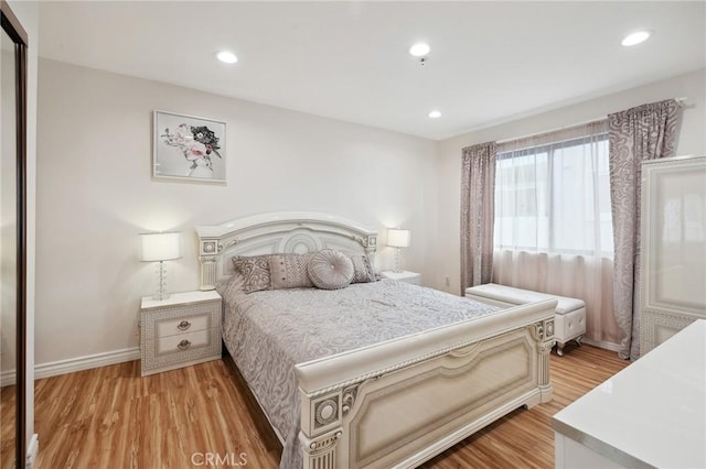 301 W Loraine St Unit 3, Glendale, CA 91202 - bedroom featuring light wood-type flooring, a closet, and recessed lighting