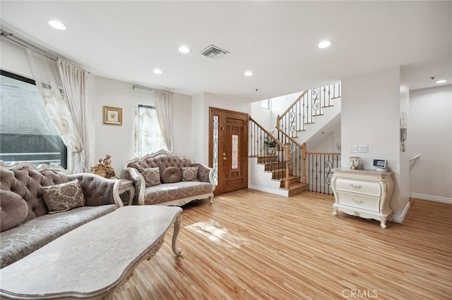 301 W Loraine St Unit 3, Glendale, CA 91202 - living room with stairs, recessed lighting, and light wood-type flooring