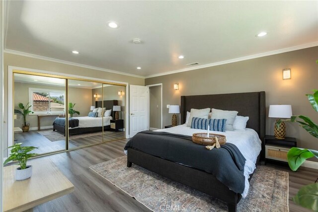 2306 255th St, Lomita, CA 90717 - bedroom with recessed lighting, a closet, crown molding, and wood finished floors
