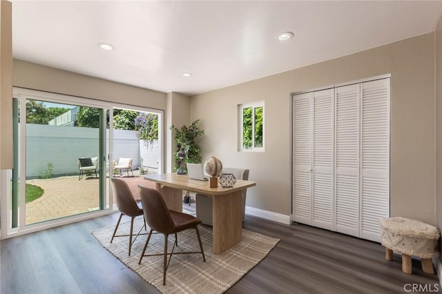 2306 255th St, Lomita, CA 90717 - dining room with plenty of natural light, dark wood-style flooring, recessed lighting, and a desk